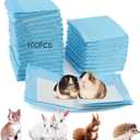 100 Pcs Disposable Rabbit Pee Pads,Small Animal Potty Training Pads Guinea Pig Cage Liners Leak-Proof Super Absorbent with Quick-Dry Surface Small Pet for Kitten Hedgehog Hamster Chinchilla