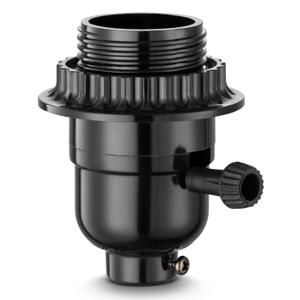 3 Way Light Socket with Lamp Shade Ring, E26 Lamp Socket Replacement with Switch, Turn Knob for Low-Medium-High Light Settings, Lamp Bulb Holder for Table and Floor Lamp, Lamp Parts, UL Listed