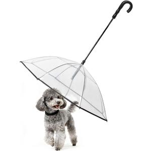 Transparent Dog Umbrella for Small Breed, Clear Walking Umbrella with Strap for Rain/Snow