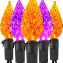 ODEETRONIC Orange Purple Halloween Lights, 19.68ft 60 LED Connectable Plugin Orange Lights, 120V UL Certified Waterproof Outdoor Purple String Light, Black Wire Indoor Light for Home Tree Decor