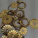 Gold Cabinet Knobs Backplate, 6Pcs Decorative 0.95 Inch Drawer Pull Handle Washer Brass Cabinet Hardware for Fixing Doorknobs (Chrysanthemum Shape)