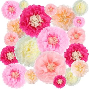 Gejoy 20 Pieces Large Colorful Tissue Paper Flower Decorations for Parties 3D Giant Tissue Paper Pom Pom DIY Craft Decoration for Wall Ceiling Wedding Mexican Birthday Backdrop Party(Fresh Color) (Color Set 1)