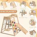 8-in-1 Indoor Playground, Indoor Jungle Gym for Toddlers, Kids Climbing Toys Indoor, Wooden Montessori Climber Playset with Swing, Slide, Monkey Bar, Wood Ladder, Climbing Net,Gymnastic Rings
