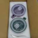 GBHOME Ceramic Soup Mugs with Handles and Lids,24 OZ Soup Cups Set of 2 with Terracotta Underside,Mug Bowls with Spoon for Soup/Cereal/Salad/Noodles/Ramen/Microware &Dishwasher Safe-Green&Purple
