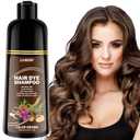 Brown Hair Dye Shampoo for 100% Gray Coverage - 3 IN 1 Hair Color Shampoo with Argan Oil & Ginseng, Ammonia & Paraben Free, Long Lasting Semi-Permanent Natural Color for Women & Men