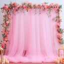 Pink Tulle Backdrop Curtain for Parties Girls Baby Shower 10ft X 8ft Light Pink Sheer Backdrop Curtains for Birthday Party Wedding Photo Booth Decorations 2 Panels 5ft X 8ft