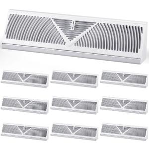 Yaocom 10 Pack Baseboard Register Vent 18 Inch Duct Opening Size Vent Covers for Home Floor Diffuser Wall Corner White Baseboard Air Covers, Smooth air Adjust Lever, Heavy Duty Steel, Easy Install