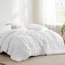 Bedsure Cooling Seersucker Comforter Sets Twin Size Bed 5 Piece, Soft Lightweight White Bedding All Season Twin Bed in a Bag Set With Comforters, Sheets, Pillowcases & Shams