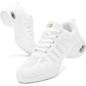 PPQ Women's Jazz Shoes Lace-up Sneakers Modern Dance Shoes Air Cushion Platform Walking Dance Shoes, Size: 5