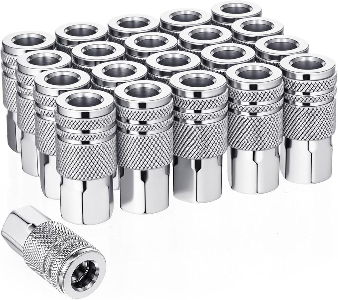 20 Pcs 3/8 High Flow Air Fittings 3/8 Inch Female Quick Connect Air Coupler Industrial M-type Coupler for Atmosphere Compressor Accessories Fittings Set