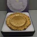 MAONAME Gold Charger Plates Set of 12, Reef Plate Chargers for Dinner Plate, Round Plastic Table Chargers for Thanksgiving, Christmas