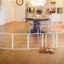 FXW Dog Gate Extra Wide Designed for Indoor Use, Adjustable Width Up to 183-inch Wide (24" H 8 Panels for Puppies and Small Dogs), White