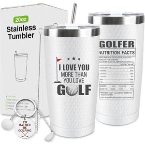 Golf Father's Day Gifts for Dad, 20 Oz Best Dad Golf Coffee Tumbler Cup Stainless Steel Mug with Straw, Lid and Keychain Set for Him Men Husband Boyfriend Father's Day Gift Christmas Gifts