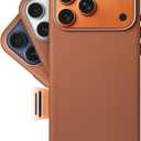 LONLI Classic | Gold-Rated Leather - European Genuine Vele Leather Case for iPhone 17 Pro Max - [Built-in Camera Control and Compatible with Magsafe] - Brown