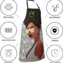 Perinsto Waterproof Apron with 2 Pockets Kitchen Chef Aprons Bibs for Cooking Baking (African Black Woman #02)