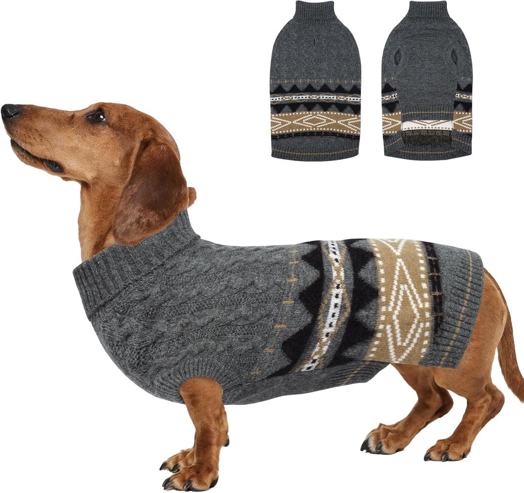 MIGOHI Windproof Dog Sweater Stretchy Medium Dog Sweater for Chilly Day | Dachshund Sweaters for Cold Weather Comfortable Sleeveless Winter Christmas Knitwear for Wiener,Pug,Gray,M (Medium(Chest:17.3"), Grey)