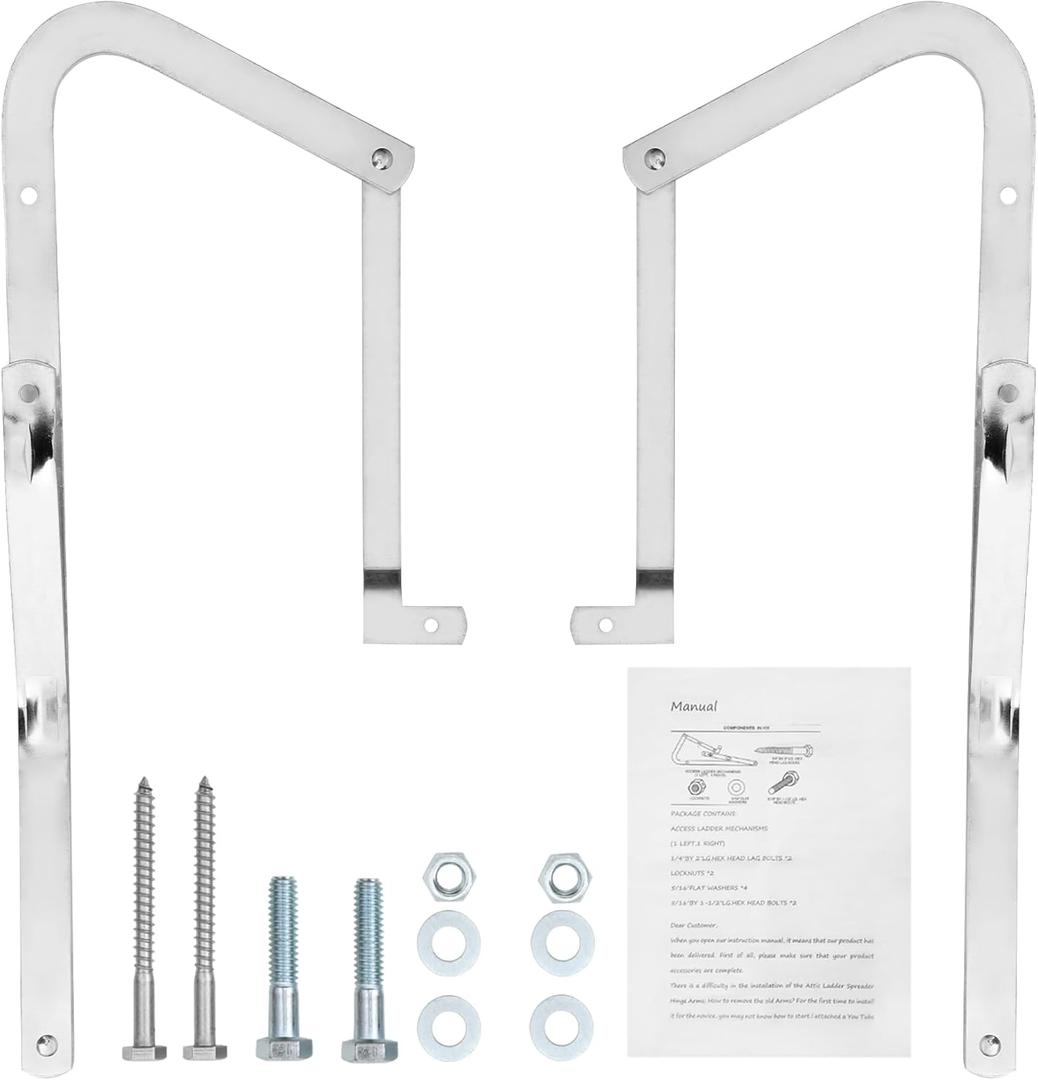 55-1 Attic Ladder Spreader Hinge Arms Compatible with Werner Models Mk 1 Thru Mk 3, A2208 A2210 A2508 A2510 W2208 W2210 W2508 W2510 WH2208 WH2210 WH2508 WH2510 WH3008 WH3010, MFG 2006 and Older