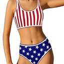 WIQI Girls Swimsuits Bikini Set 2 Piece Bathing Suit Color Contrast Trim Swimwear Size 7-16 (7-8 Years)