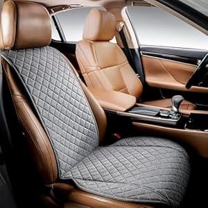 IVICY Linen Car Seat Cover for Cars - Soft & Non-Slip - Front Car Seat Protector Covers for Most Automotive, Vans, SUVs, Trucks - 1 Unit - Gray (GRAY WS LN)