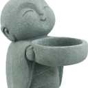 Buddha Sandstone Statues, Zen Monk Praying Statue Sculptures Ornament for Wealth Good Luck Feng Shui Decor Home Office Car Decoration(Jizo Monk)