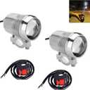 2pcs Bright 30W LED Motorcycle Headlight Auxiliary Work Light + 2pcs ON/Off Button Switch, Universal For Car Offroad ATV Truck Spotlight Driving Fog Spot Lamp
