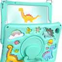 Boaretiu for iPad mini 4/5 Generation Case - Soft Silicone Cute Cartoon for iPad mini 5th/4th Case with Shoulder Strap & Rotating Stand 3D Kawaii for Women Girls Girly Boys Teens, Dinosaur