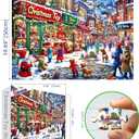 Christmas Village Street Scene Winter Holiday 1000 Piece Jigsaw Puzzle for Adult Clearance, Family Fun Activity
