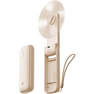 Aecooly Slim Portable Fan 2 Pack, Thin Handheld Fan, USB Rechargeable Mini Personal [24H Max Cooling Time], Battery Powered Small Foldable Pocket for Travel, Summer, Gifts for Women -Beige