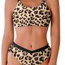 AI'MAGE Women's High Cut Bikini Set 2 Piece Sporty Bathing Suit V-Shape Swimsuit Bottoms with Trim L