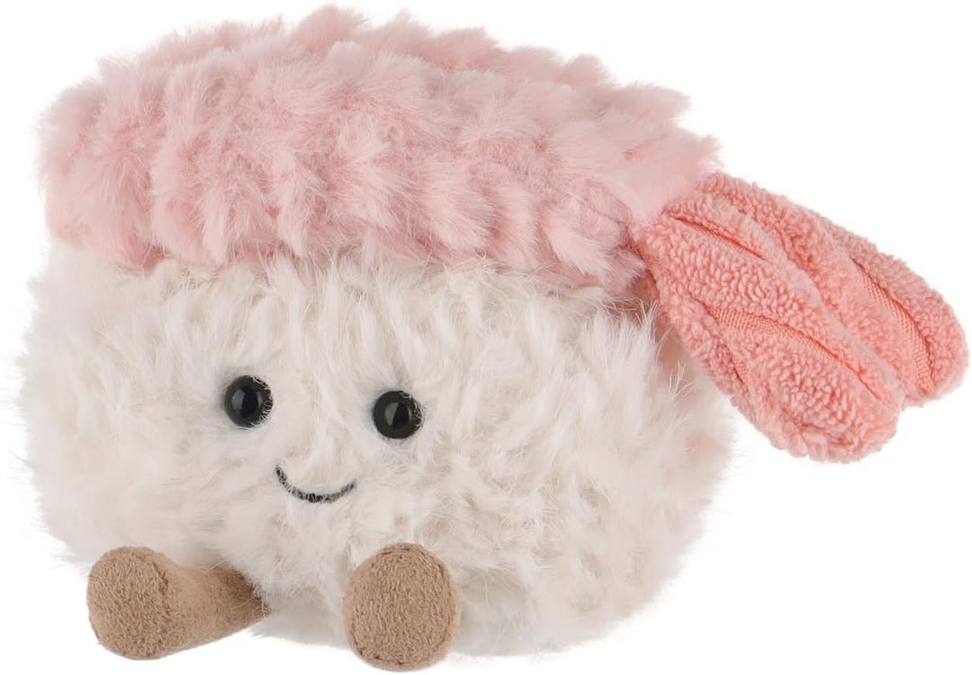 Apricot Lamb Sushi Plush Food Plushies Stuffed Animals for Kids, Soft Cute Plush Toys for Baby Girl and Boy, Fluffy Shrimp Sushi 3.5 Inches