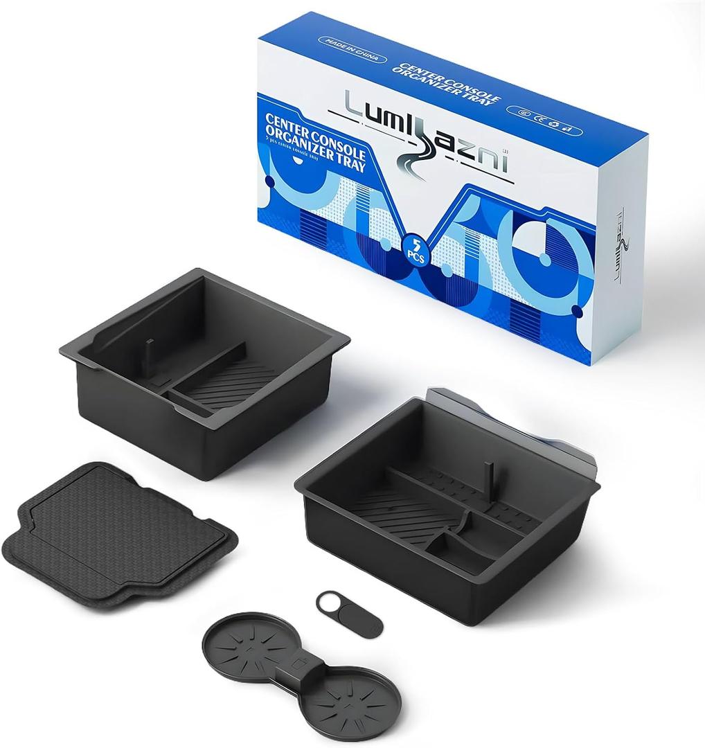 Center Console Organizer Fit For Tesla Model Y Juniper2025-2026& Model 3 Highland 2024-2026 Double Layer Silicone Slide Smoothly New Model Y/3 Accessories, 5 Pcs