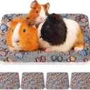 4 Pack Ultra Soft Dog Cat Bed Mat with Cute Prints Reversible Fleece Dog Crate Kennel Pad Cozy Washable Thickened Hamster Guinea Pig Pet Bed Mat for Small Animals(13 x 10 Inches,Gray)