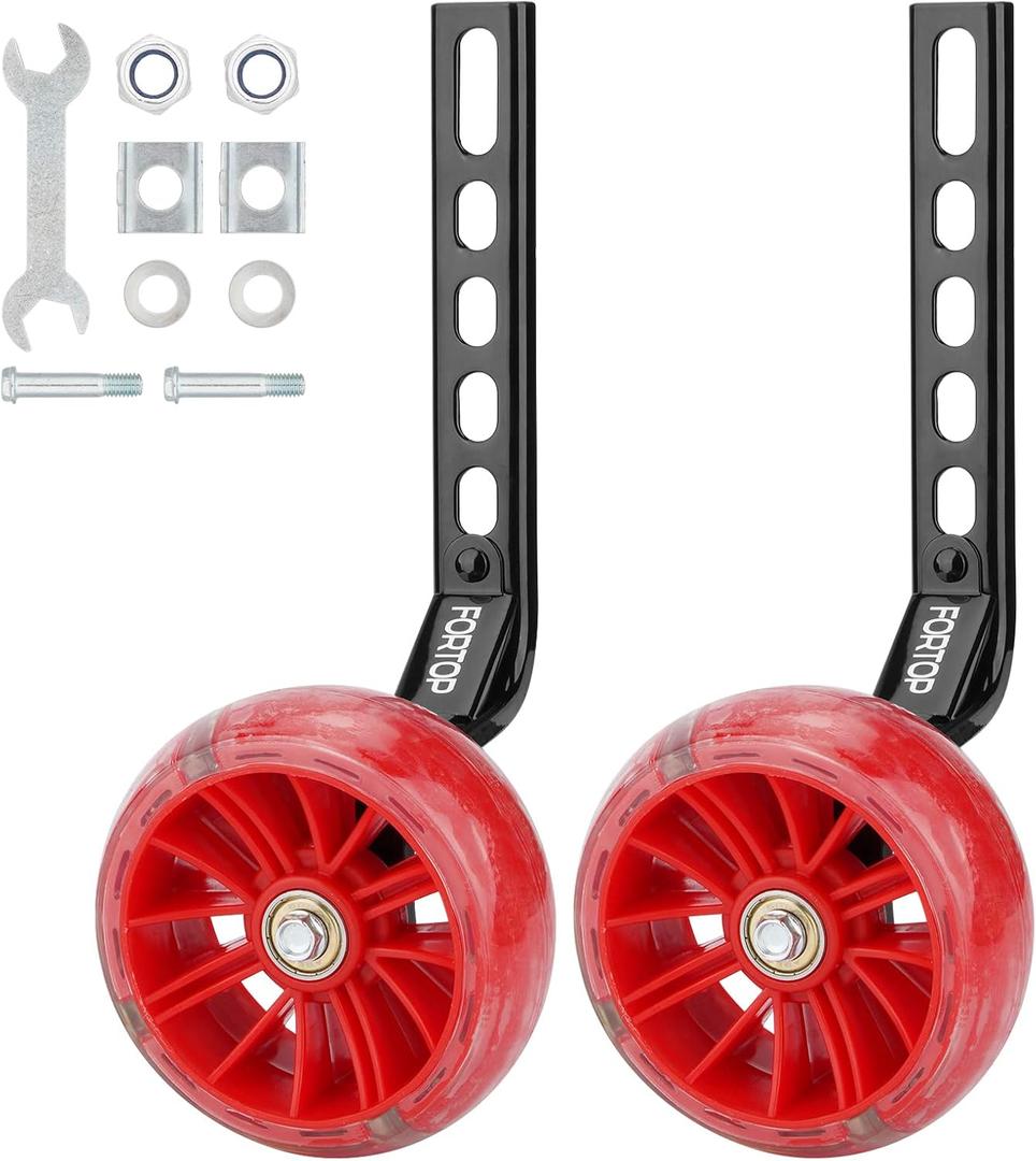 Bike Training Wheels, Pair of Heavy Duty Rear with Stabilizers Mounted Kit for Kids Boy Girls Bikes of Single Speed Bicycle with 12 14 16 18 20 Inch