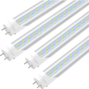 JESLED 4FT LED T8 Type A+B Tube Lights, 24W(65W Equivalent), 3200LM, 6000K, Single or Double End Powered, Plug and Play or Ballast Bypass, 4 Foot T10 T12 Fluorescent Bulbs Replacement, Clear(4-Pack)