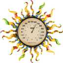 Indoor Outdoor Thermometer,Outside Temperature Gauges for Patio 13 Inch Wall Mounted Sun Thermometer Decorative Muticolor Mexican Decor Hanging Wall Art for Greenhouse Garden Lanai Livingroom Fence, Colorful Sun