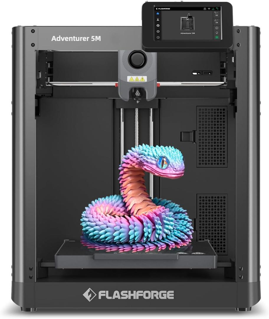 FLASHFORGE Adventurer 5M 3D Printer with Fully Auto Leveling, Max 600mm/s High Speed Printing, 280C Direct Extruder with 3S Detachable Nozzle, Core XY All Metal Structure, Print Size 220x220x220mm