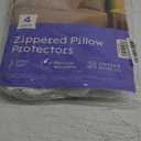 Ultra Soft Pillow Protectors with Zipper Standard Size - Set of 4 Breathable Pillow Covers - 100% Protection Against Stains, Dust & Dirt - Machine Washable (White)