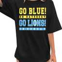 Football Shirt Women Game Day Shirts Football Season Number 87 Shirt Casual Season Short Sleeve Tops (Large, Blue)
