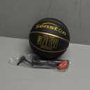Senston 29.5'' Basketball Outdoor Indoor Rubber Basketball Ball Official Size 7 Basketballs with Pump Black/ Gold