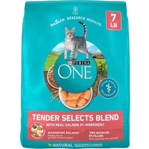 Purina ONE Natural Dry Cat Food, Tender Selects Blend With Real Salmon - 7 lb. Bag (EXP 02/03/27)