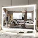 FENNIO Large Vanity Mirror with Lights35.5" x 27" LED Makeup MirrorHollywood Mirror with 3 Color Modes & Adjustable BrightnessVanity Mirror Square White