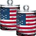 American Flag 2PC Airtight Transparent Storage Jar, Food Storage Container, Can Store Candy, Salt, Coffee Beans, With lid, Easy To Use