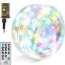 Joiedomi 600 LED Christmas String Lights Outdoor,198FT Multicolor Fairy Light with Remote 8 Modes Timer, Plug in PVC Clear Wire Lighting Decor with Reel for Indoor Dorm Classroom Bedroom Holiday