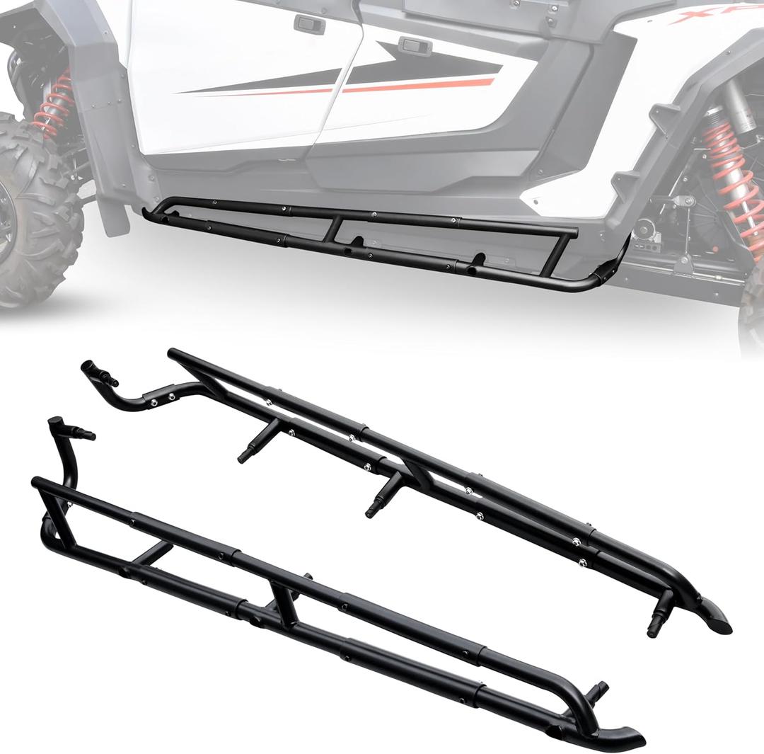 Nerf Bars Rock Sliders for Polaris RZR XP 4 1000 2024+, Heavy Duty Steel Black Tree Kickers Combined Side Bumper Guard Side Steps for Polaris RZR 1000 XP4 2024 2025 4 Seat Accessories, 2PCS