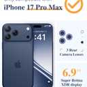 GVIEWIN for iPhone 17 Pro Max Case, with Screen Protector+Full Camera Protection, [NonYellowing] Clear Floral Slim Shockproof Protective Women Phone Case for iPhone 17 Pro Max 6.9", Aconite/Blue