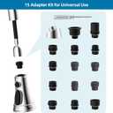 Hygie Rinse Universal Kitchen Faucet Head Replacement 3 Function Kitchen Faucet Sprayer with 15 Adapter Kit Compatible with Kohler/Moen/Delta Faucet, Pull Down Sink Faucet Spray Head, Chrome