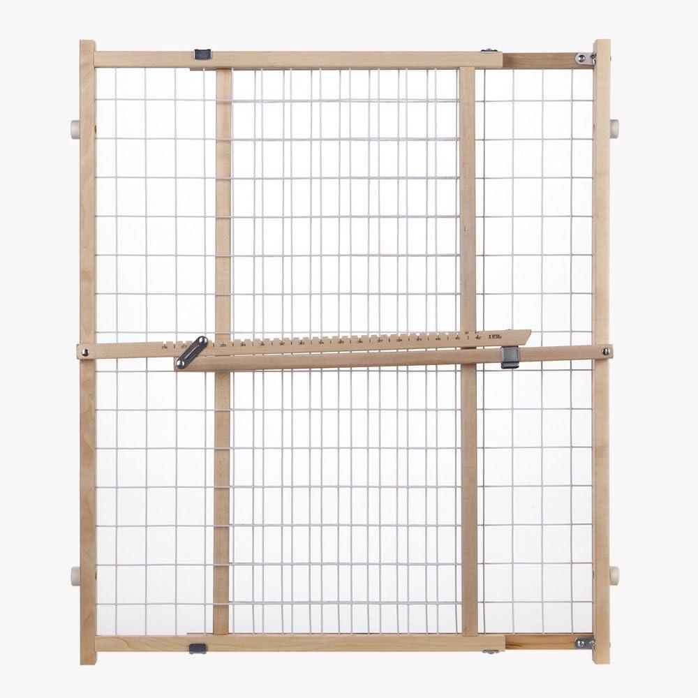 MYPET North States Wire Mesh Dog Gate: 29.5-50" Wide. Pressure Mount. No Tools Needed. Dog Gate 31" Tall, Expandable, Durable Dog Gates for Doorways, Sustainable Hardwood (29.5"-50" Wide, 31" Tall)