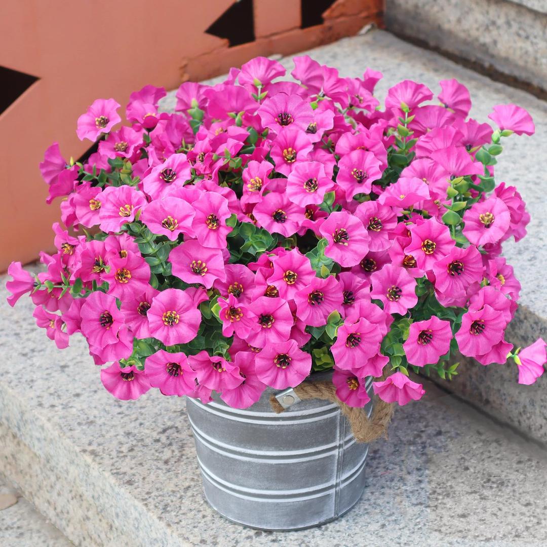 VDVST Artificial Flowers for Outdoors,UV Resistant Artificial Outdoor Flowers,Not-Fading Faux Flowers for Outdoor Planters for Front Door Porch Yard Patio Garden Home Decor,12 Bundles Mix 3 Colors