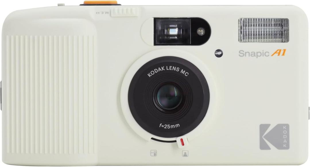 KODAK Snapic A1 35mm Film Camera 35mm, Reusable, 2-Zone Focus, Lightweight, Compact (Film & AAA Battery are not Included) (Single, Ivory White)