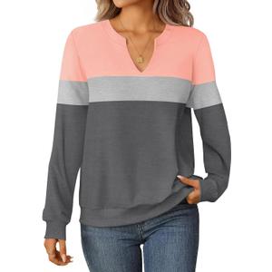 GKBK Womens Sweatshirts Long Sleeve V Neck Tops Fall Winter Basic Casual Lightweight Pullover Shirt (S)